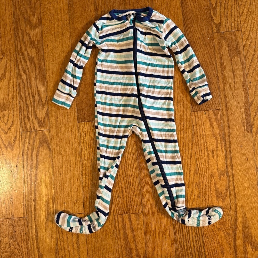 KicKee Blue Striped Kids Footie Size 6-9M